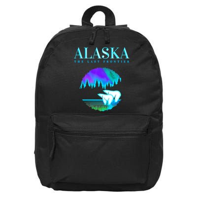 Cool Alaska Pair of Polar Bear with Aurora Snow Scene 16 in Basic Backpack