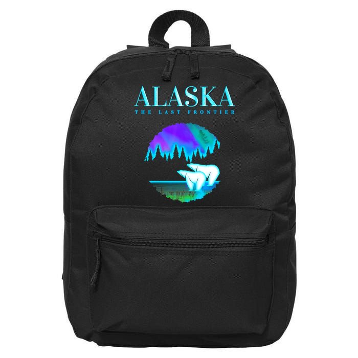 Cool Alaska Pair of Polar Bear with Aurora Snow Scene 16 in Basic Backpack