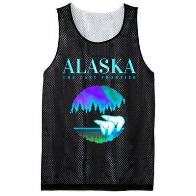 Cool Alaska Pair of Polar Bear with Aurora Snow Scene Mesh Reversible Basketball Jersey Tank