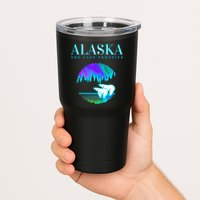 Cool Alaska Pair of Polar Bear with Aurora Snow Scene Tumbler