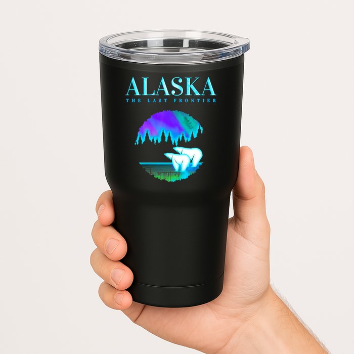 Cool Alaska Pair of Polar Bear with Aurora Snow Scene Tumbler