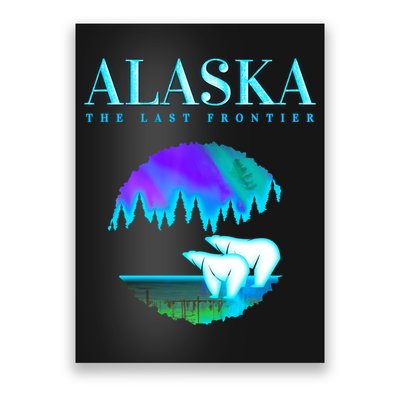 Cool Alaska Pair of Polar Bear with Aurora Snow Scene Poster