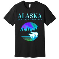 Cool Alaska Pair of Polar Bear with Aurora Snow Scene Premium T-Shirt