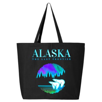 Cool Alaska Pair of Polar Bear with Aurora Snow Scene 25L Jumbo Tote