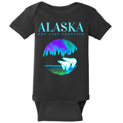 Cool Alaska Pair of Polar Bear with Aurora Snow Scene Baby Bodysuit