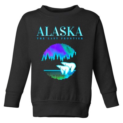 Cool Alaska Pair of Polar Bear with Aurora Snow Scene Toddler Sweatshirt