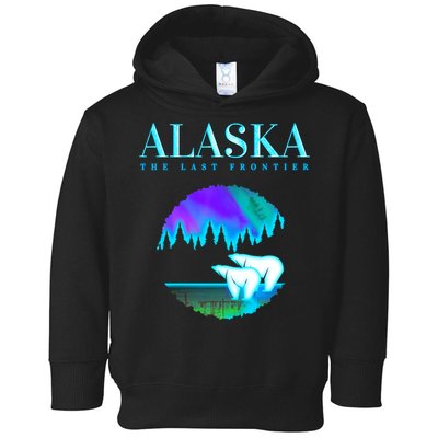 Cool Alaska Pair of Polar Bear with Aurora Snow Scene Toddler Hoodie