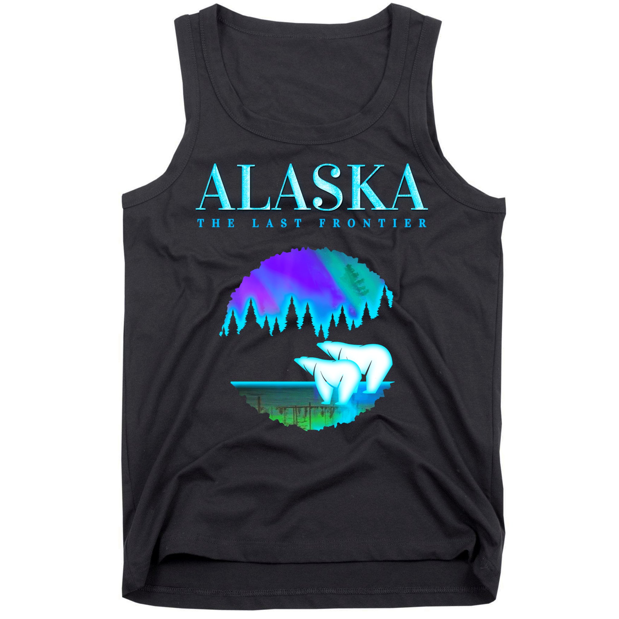 Cool Alaska Pair of Polar Bear with Aurora Snow Scene Tank Top