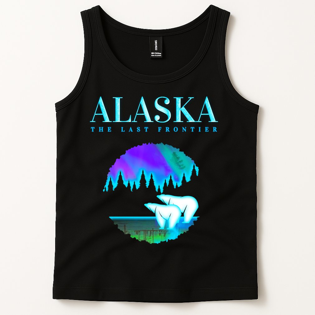Cool Alaska Pair of Polar Bear with Aurora Snow Scene Tank Top