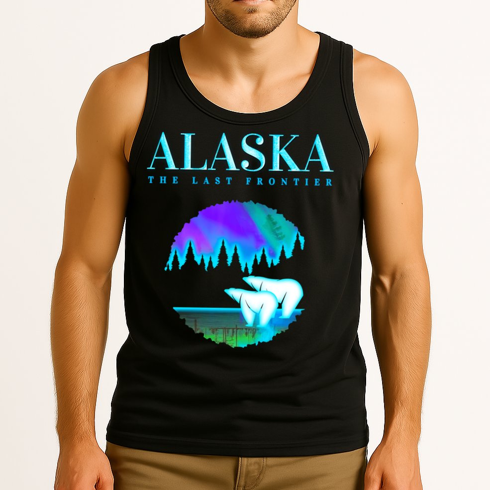 Cool Alaska Pair of Polar Bear with Aurora Snow Scene Tank Top
