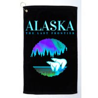 Cool Alaska Pair of Polar Bear with Aurora Snow Scene Golf Towel