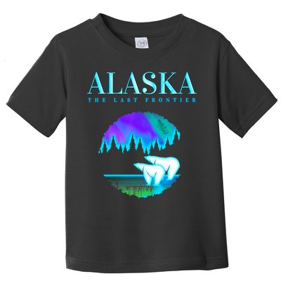 Cool Alaska Pair of Polar Bear with Aurora Snow Scene Toddler T-Shirt