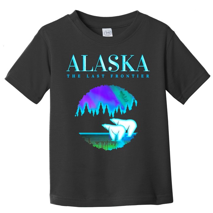 Cool Alaska Pair of Polar Bear with Aurora Snow Scene Toddler T-Shirt