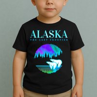 Cool Alaska Pair of Polar Bear with Aurora Snow Scene Toddler T-Shirt