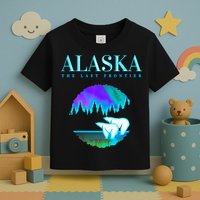 Cool Alaska Pair of Polar Bear with Aurora Snow Scene Toddler T-Shirt