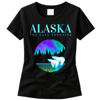Cool Alaska Pair of Polar Bear with Aurora Snow Scene Womens T-Shirt