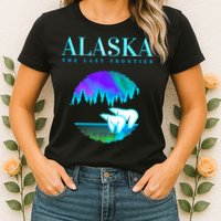 Cool Alaska Pair of Polar Bear with Aurora Snow Scene Womens T-Shirt