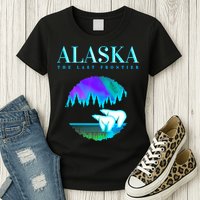 Cool Alaska Pair of Polar Bear with Aurora Snow Scene Womens T-Shirt