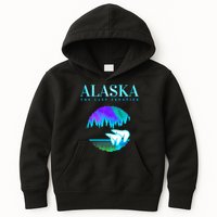 Cool Alaska Pair of Polar Bear with Aurora Snow Scene Kids Hoodie