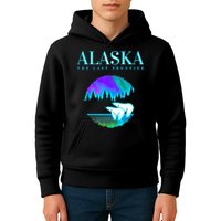 Cool Alaska Pair of Polar Bear with Aurora Snow Scene Kids Hoodie