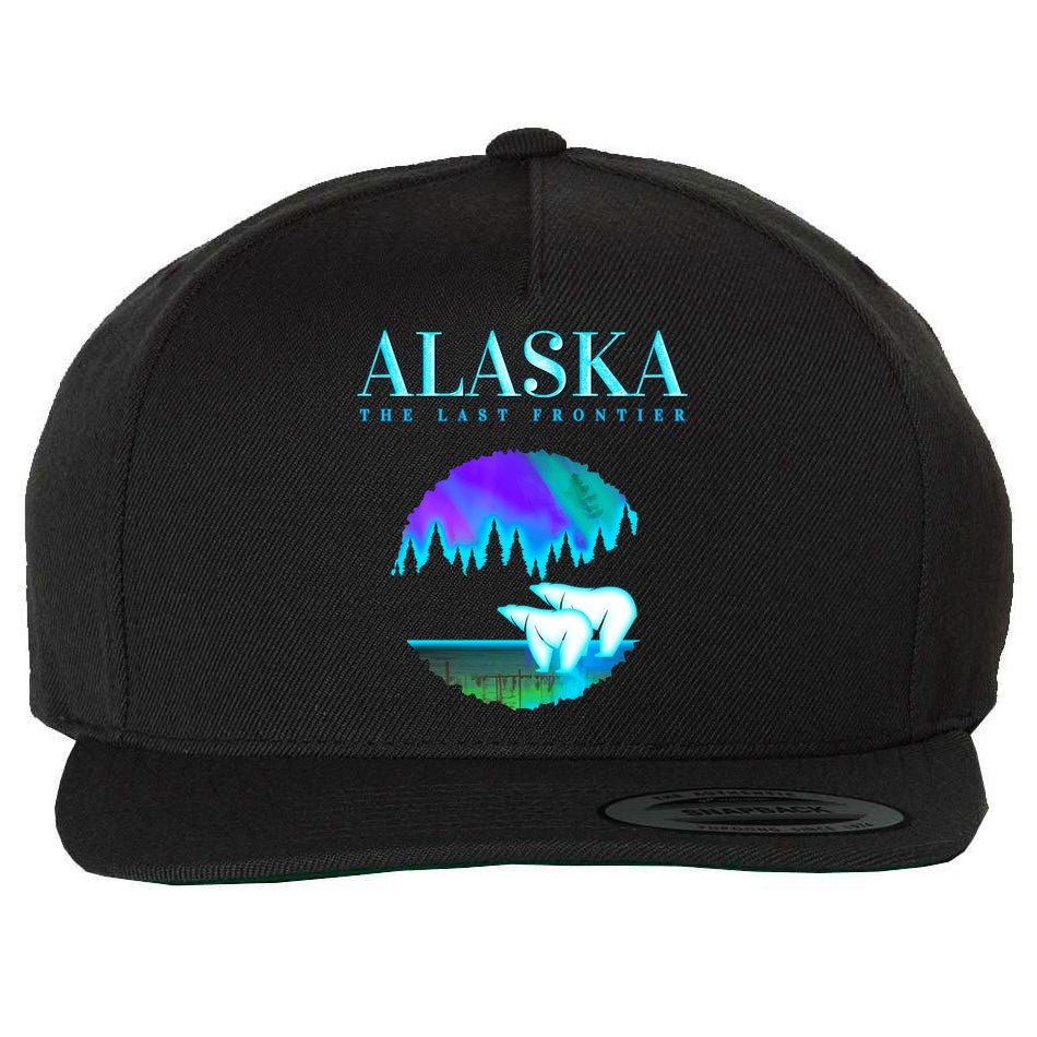 Cool Alaska Pair of Polar Bear with Aurora Snow Scene Wool Snapback Cap