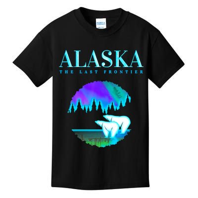 Cool Alaska Pair of Polar Bear with Aurora Snow Scene Kids T-Shirt