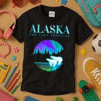 Cool Alaska Pair of Polar Bear with Aurora Snow Scene Kids T-Shirt