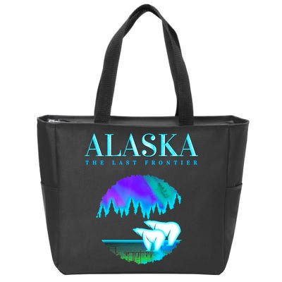 Cool Alaska Pair of Polar Bear with Aurora Snow Scene Zip Tote Bag