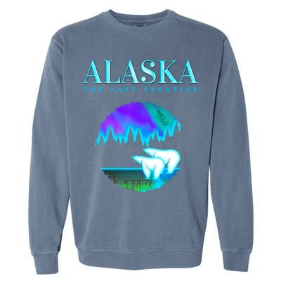 Cool Alaska Pair of Polar Bear with Aurora Snow Scene Garment-Dyed Sweatshirt