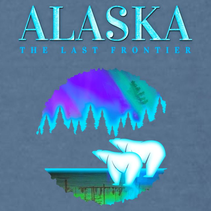 Cool Alaska Pair of Polar Bear with Aurora Snow Scene Garment-Dyed Sweatshirt