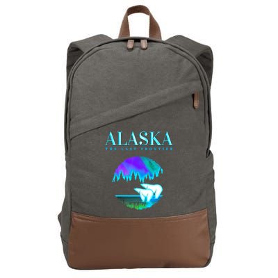 Cool Alaska Pair of Polar Bear with Aurora Snow Scene Cotton Canvas Backpack