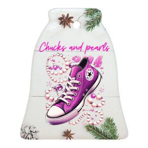 Chucks And Pearls Kamala Harris 2024 For President Ceramic Bell Ornament