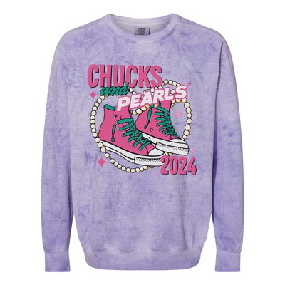 Chucks And Pearls IM With Her Kamala 2024 Colorblast Crewneck Sweatshirt