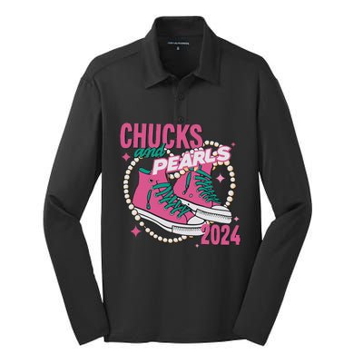 Chucks And Pearls IM With Her Kamala 2024 Silk Touch Performance Long Sleeve Polo