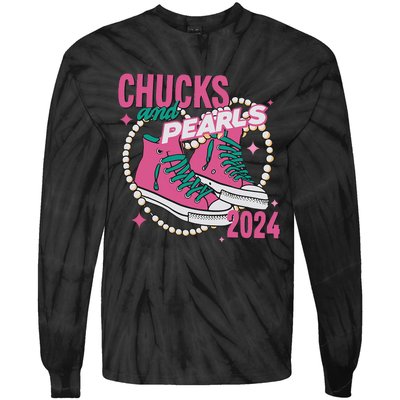 Chucks And Pearls IM With Her Kamala 2024 Tie-Dye Long Sleeve Shirt