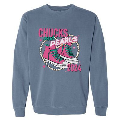 Chucks And Pearls IM With Her Kamala 2024 Garment-Dyed Sweatshirt