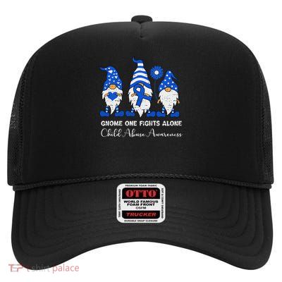 Child Abuse Prevention Gnome Child Abuse Awareness Pinwheel Gift High Crown Mesh Back Trucker Hat