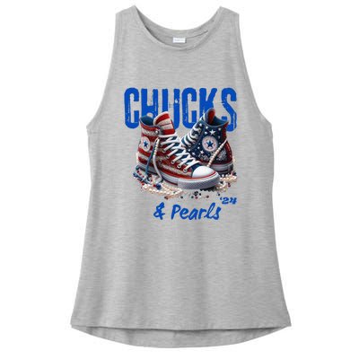 Chucks And Pearls Cute Women 2024 Ladies PosiCharge Tri-Blend Wicking Tank