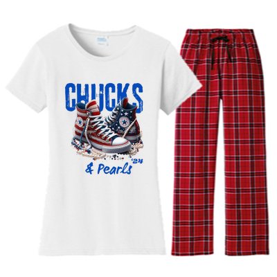 Chucks And Pearls Cute Women 2024 Women's Flannel Pajama Set