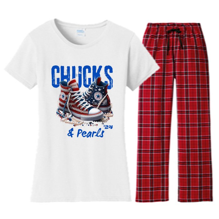 Chucks And Pearls Cute Women 2024 Women's Flannel Pajama Set