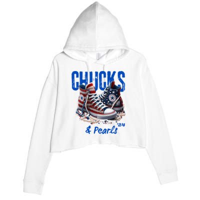 Chucks And Pearls Cute Women 2024 Crop Fleece Hoodie