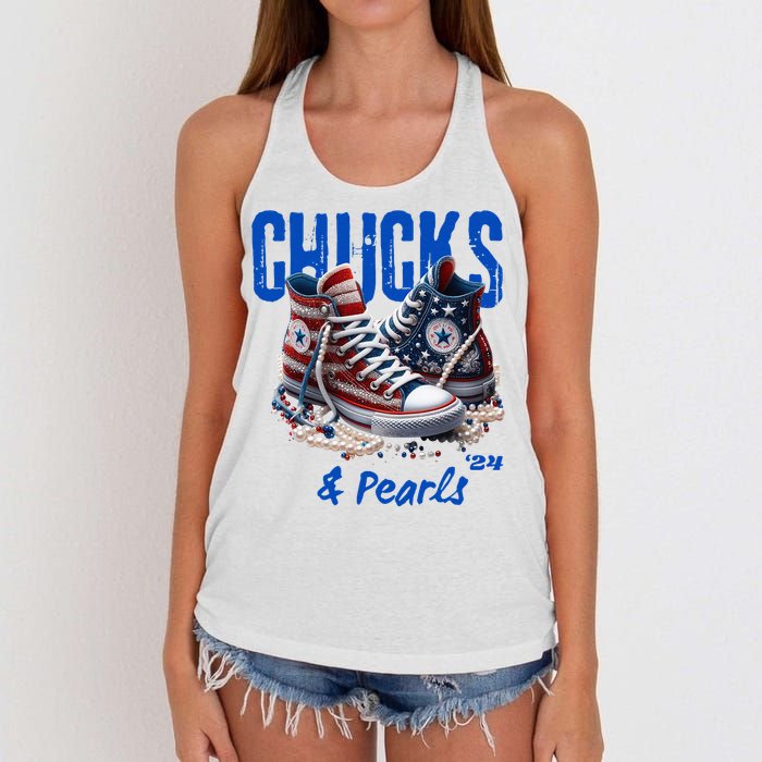 Chucks And Pearls Cute Women 2024 Women's Knotted Racerback Tank