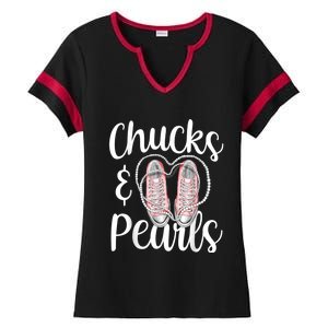 Chucks And Pearls Gift Kamala Harris New Vice President Ladies Halftime Notch Neck Tee