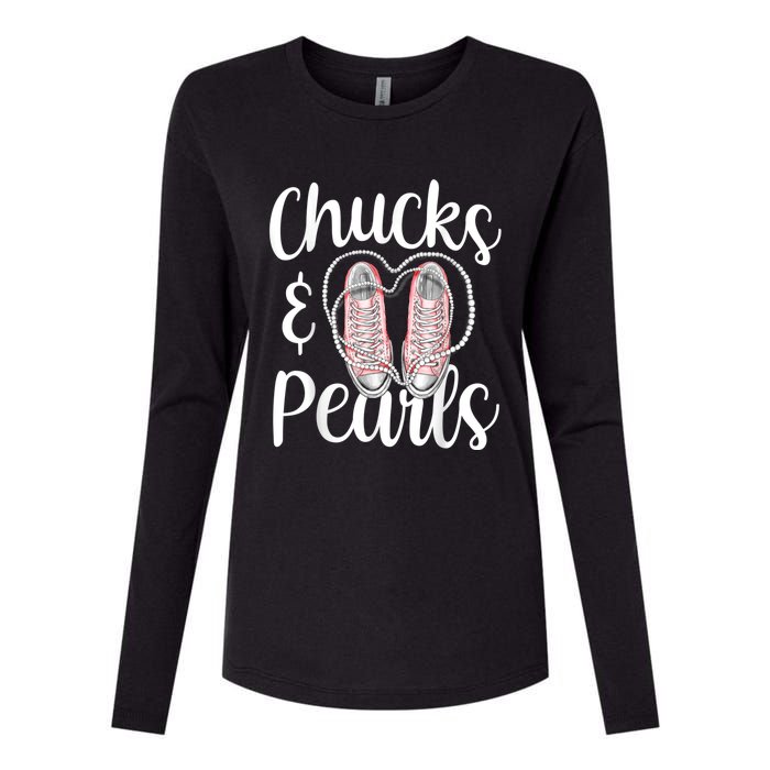 Chucks And Pearls Gift Kamala Harris New Vice President Womens Cotton Relaxed Long Sleeve T-Shirt