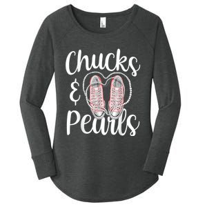 Chucks And Pearls Gift Kamala Harris New Vice President Women's Perfect Tri Tunic Long Sleeve Shirt