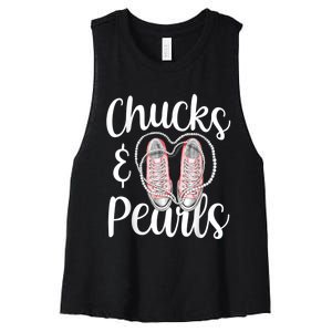 Chucks And Pearls Gift Kamala Harris New Vice President Women's Racerback Cropped Tank