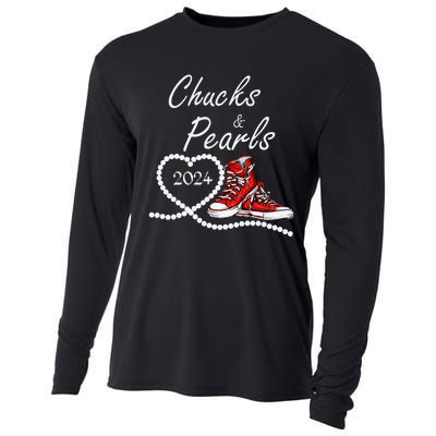 Chucks And Pearls 2024 Kamala Harris For President 47th Gift Cooling Performance Long Sleeve Crew