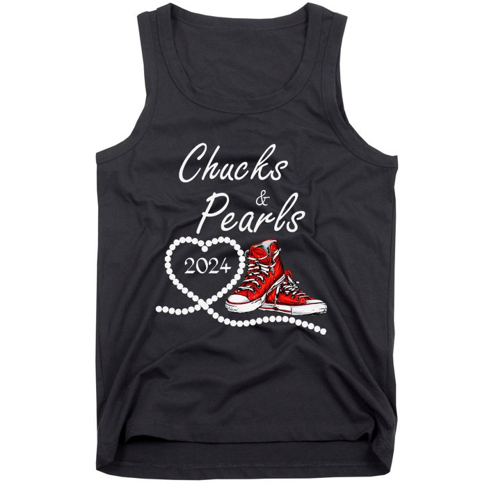 Chucks And Pearls 2024 Kamala Harris For President 47th Gift Tank Top