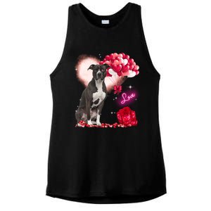 Cute American Pit Bull Terrier Balloon Heart Valentine's Day Great Gift Ladies PosiCharge Tri-Blend Wicking Tank