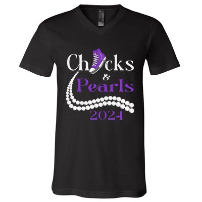 Chucks And Pearls I Understand The Assignment 2024 Gift V-Neck T-Shirt